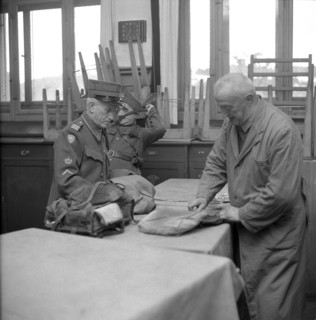 Sixty years old officer being discharged, Appenzell 1958.