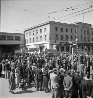 May Day rallies at Geneva railway station 1950.