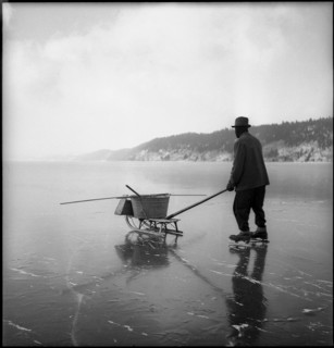 Ice fishing on the Lac de Joux 1945.