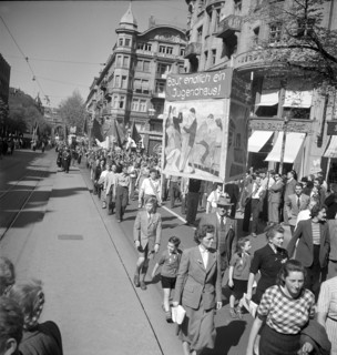 Youth demanding youth club at May Day demonstration in Zurich 1950.