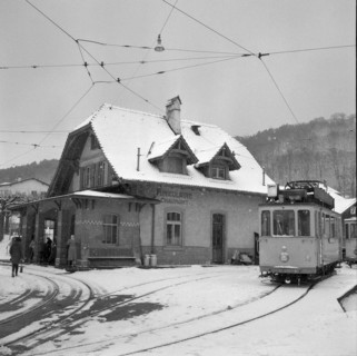 Valley station of the cableway Chaumont 1958.
