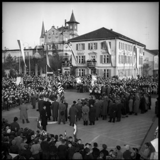 St. Gallen celebrating Federal councillor Thomas Holenstein one day after his election; 1954.