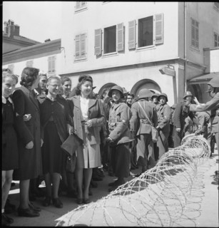 Swiss border in Chiasso, end of war, 1945.