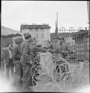 Swiss border in Chiasso, end of war, 1945.