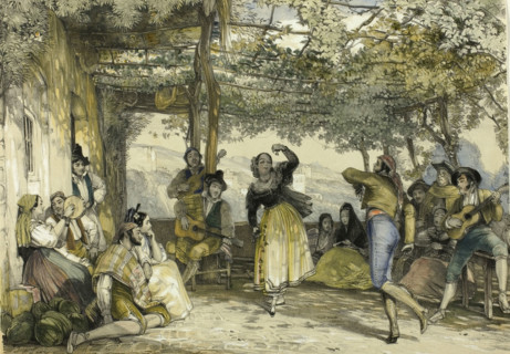 Peasants dancing the bolero at a festival
