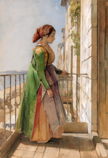 Greek Girl on a Balcony