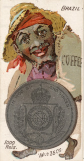 Coins from various countries with symbolic people