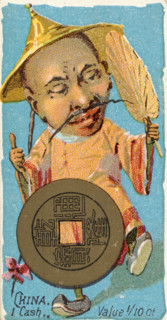 Coins from various countries with symbolic people