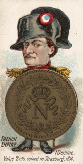 Coins from different countries with symbolic people