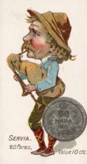 Coins from various countries with symbolic people