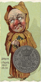 Coins from different countries with symbolic people