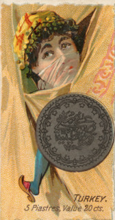 Coins from various countries with symbolic people
