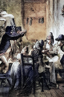 The arrest of King Louis XVI and his family on 3 December 1791 in Varennes in the Meuse department