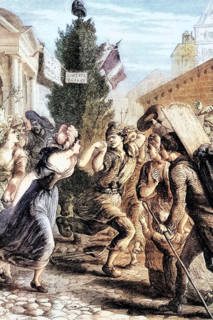 The sans-culottes. radical members of the lower class of the revolutionary army during the French