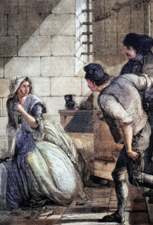 Marie Antoinette leaves prison before being driven in an open cart through Paris to her execution