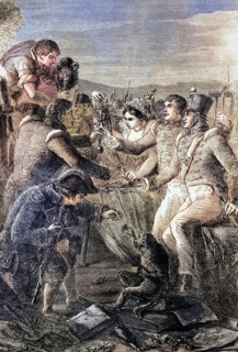 English and Spanish troops divide the spoils after the Battle of Vitoria (June 21. 1813). when an