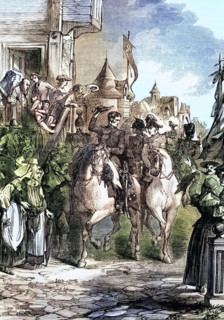 The Duke of Wellington and the British forces invade France in 1813. digital reproduction of a
