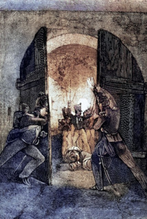 An attack on Chateau D'hougoumon. a large farmhouse at the foot of a steep slope near the Nivelles