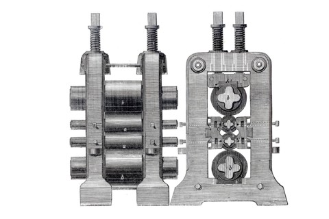 Sheet metal rolling machine.