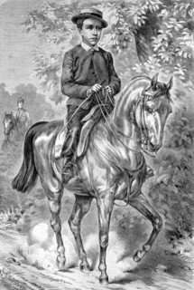Crown Prince Rudolf of Austria as a youth on horseback.