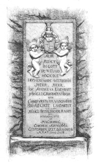 The tomb of Dr. Eisenbart at the Aegidienkirche in Hann.