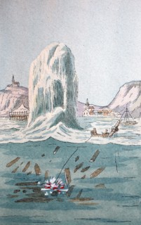 Detonation of a shipwreck by dynamite.