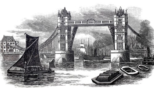 The Tower Bridge over the Thames in London.