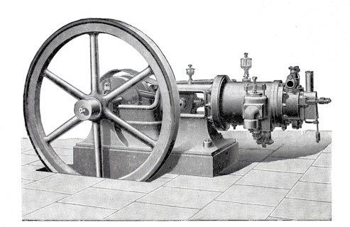 Horizontal petroleum engine.