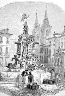 Fountain on Antonio Martin Square in Madrid.