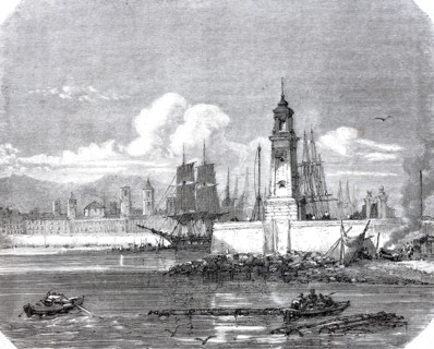 The lighthouse in the port of Barcelona.