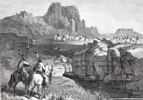 An Indian camp with tents.