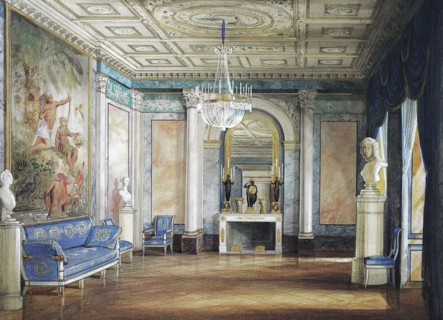 Reception room in Ehrenburg Castle. 1845. Coburg. Upper Franconia. Bavaria. Germany. Historical.