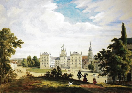 Ehrenburg Castle in 1845. Coburg. Upper Franconia. Bavaria. Germany. Historical. digitally restored