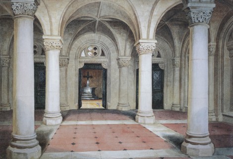 Inside the ducal mausoleum. 1860. Coburg. Upper Franconia. Bavaria. Germany. Historical. digitally