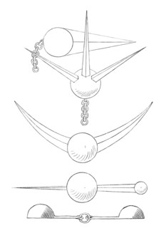 Pole and chain shot in naval warfare in the 17th century. from the book The British Army. 1868.