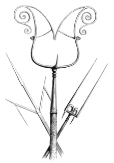 mast in the middle and military forks on both sides. from the book The British Army. 1868.