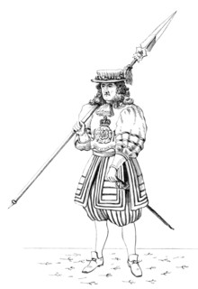 Sergeant. around 1687. England. from the book The British Army. 1868. Historical. digitally