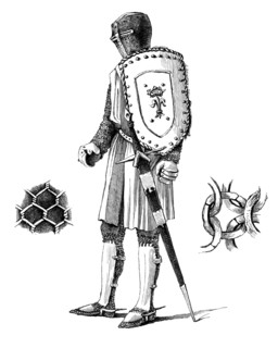Examples of plate and chain mail armour from around 1250 AD. from the book The British Army. 1868.