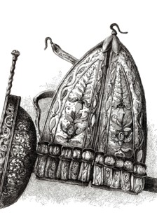 An Elizabethan sword belt for a rapier. known as a carriage or frog. from the book The British Army