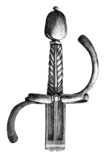Dutch musketeer sword from the 17th century. from the book The British Army. 1868. Historical.