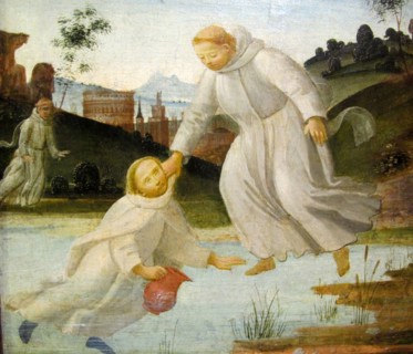 From the Benedictine Legend: Maurus. commissioned by Benedict. saves Placidus from drowning.