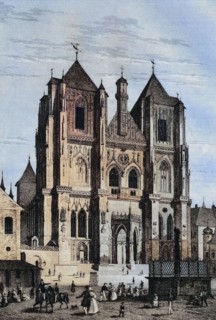 Regensburg Cathedral before the extension of the towers. around 1872. Bavaria. Germany. Historical.