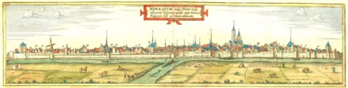 The city of Neuss before the war in 1586. North Rhine-Westphalia. Germany. Historical. digitally