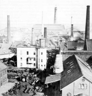 The Krupp factories in the city of Essen in 1864. North Rhine-Westphalia. Germany. Historical.