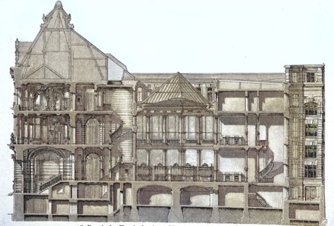The Bayerische Vereinsbank in Munich. around 1880. diagonal section. Germany. digitally restored