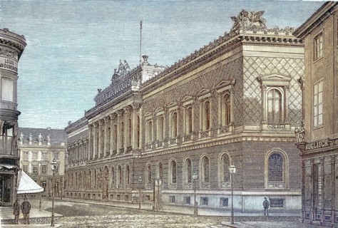 The Reichsbank in Berlin. around 1880. Germany. digitally restored reproduction of an old original.