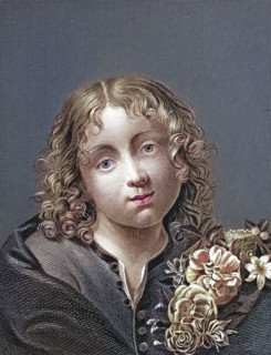 Jesus Christ as a boy. portrait of a child with curly hair and a bouquet of flowers. gentle and