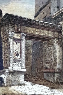 Triumphal Arch of Septimius Severus. Rome. Italy. digitally restored reproduction of an ancient