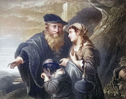 Abraham. according to the biblical book of Genesis. one of the three patriarchs of the people of