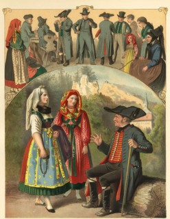 Traditional costumes from Franconian Switzerland. Upper Franconia. Bavaria. Germany. digitally